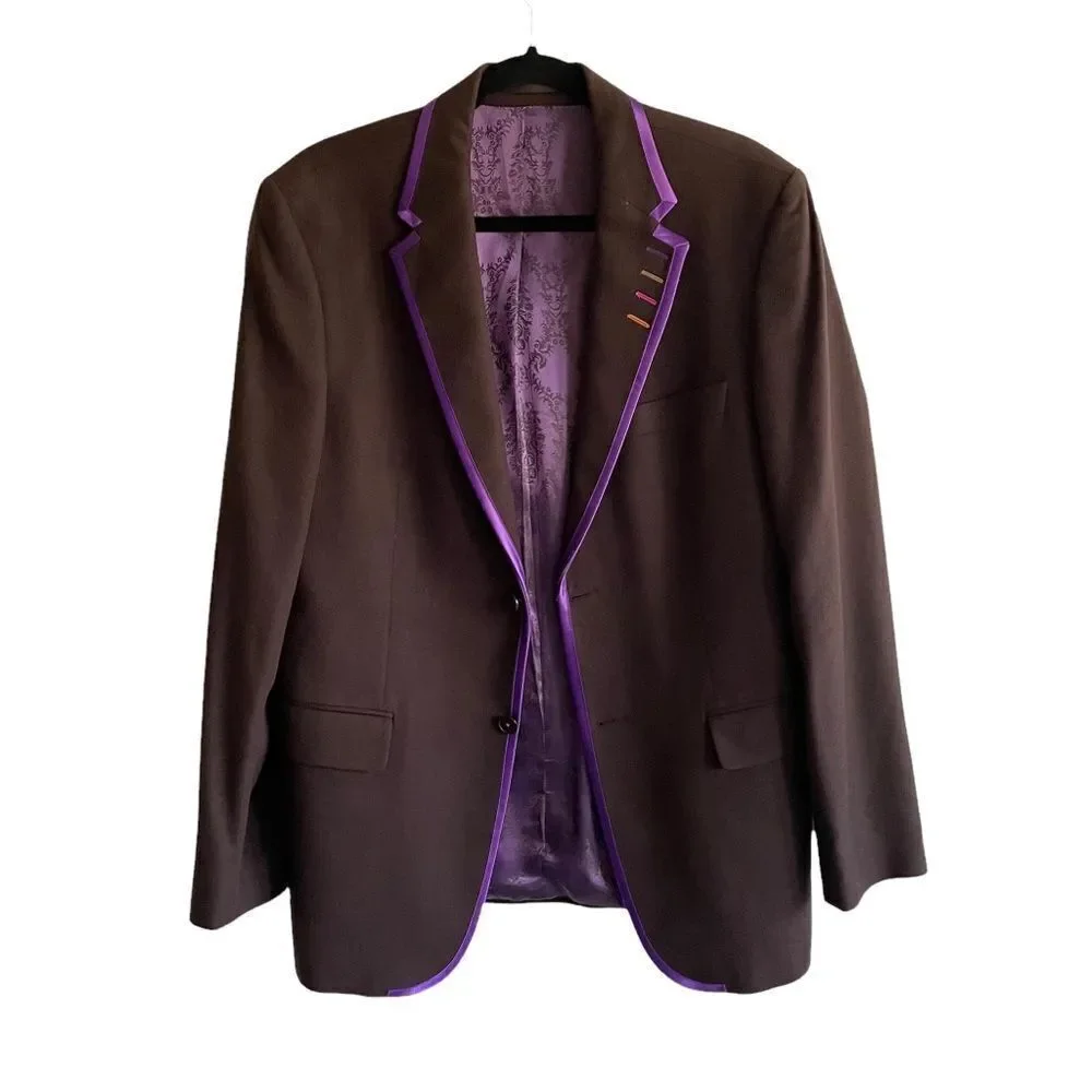 SAND COPENHAGEN Wool Cashmere Blazer Jacket Brown Purple 50R